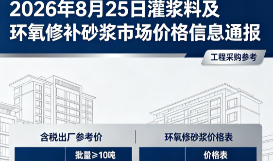 企石镇2026年8月25日灌浆料及环氧修补砂浆市场价格信息通报